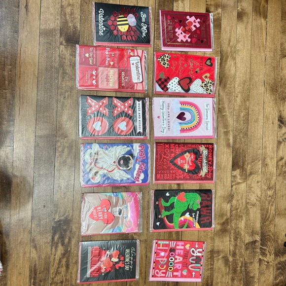 Lot 12 Valentines Day Cards w Envelopes New Assorted love Heart Holiday - Picture 2 of 2